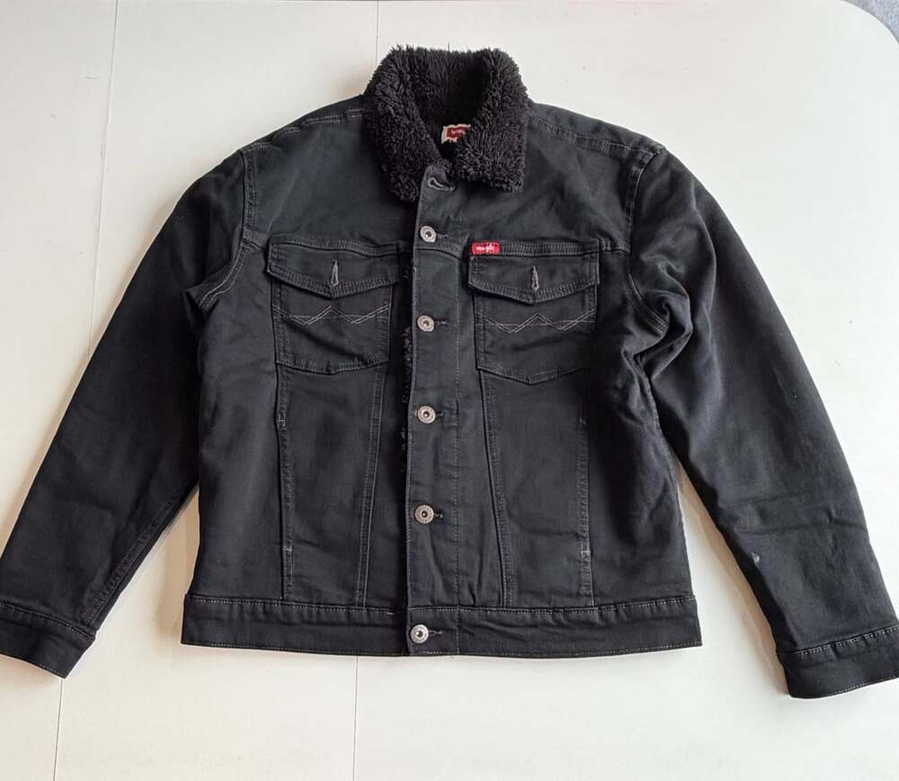 Wrangler Sherpa Collar Denim Jacket Black